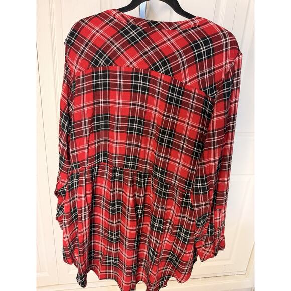 Torrid Red Black Plaid Pullover Flannel Blouse Size 3x - Picture 6 of 6